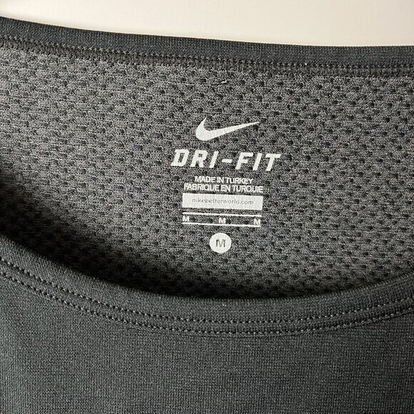 Nike Dri-Fit T Shirt Womens Black Medium M Sportswear Athletic Minimal Plain Tee - Picture 4 of 10